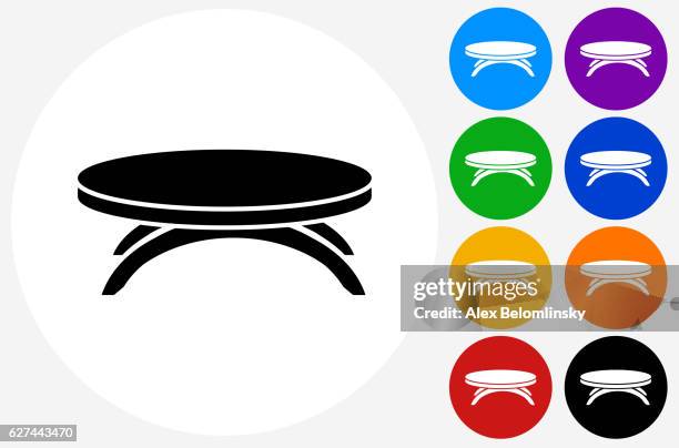 coffee table icon on flat color circle buttons - coffee table isolated stock illustrations