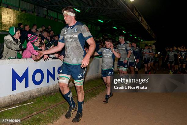 James Cannon of Connacht thanks his fans during the Guinness PRO12 Round 10 match between Connacht Rugby and Benetton Treviso at the Sportsground in...