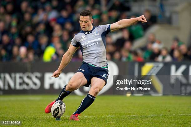 John Cooney of Connacht scores a conversion during the Guinness PRO12 Round 10 match between Connacht Rugby and Benetton Treviso at the Sportsground...