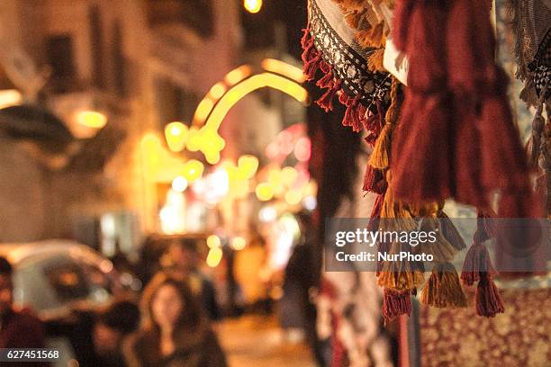Hundreds of Palestinians involved in the Christmas tree lighting ceremony downtown Bethlehem, West Bank, on 3 December 2016 in preparation for the...