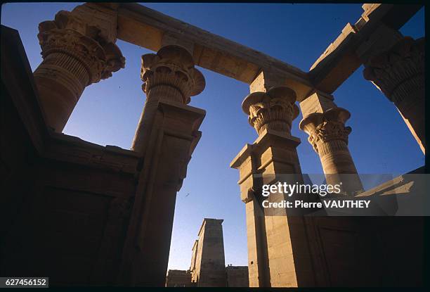 View of Composite Ptolmeic Columns from the Kiosk of Trajan at Philae, Egypt