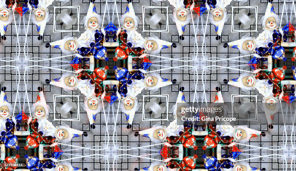 Clown dolls, kaleidoscope effect.