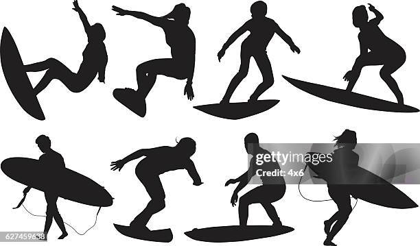 people surfing - surfer stock illustrations