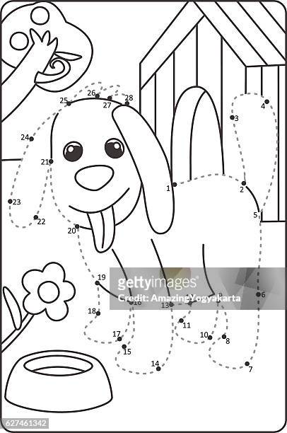 Dot To Dot Drawing Dog Easy Drawing Dog For Children High-Res Vector  Graphic - Getty Images