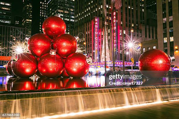 christmas ornament balls - rockefeller center stock pictures, royalty-free photos & images