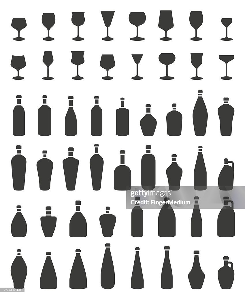 Bottle icon set