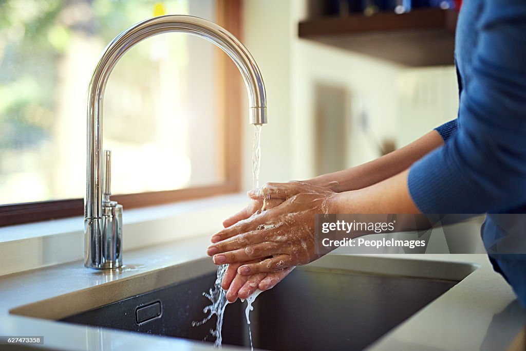 Washing up before dinner