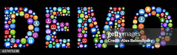 demo internet circle vector graphic illustration - computer demonstration stock illustrations