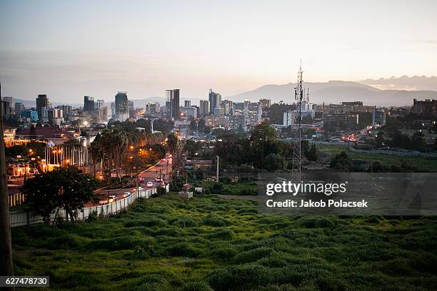 addis ababa at nightfall - etiópia imagens e fotografias de stock