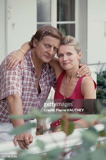 French actors Bruno Cremer and Marie-Christine Barrault on the set of Adieu je t'aime written and directed by Claude Bernard-Aubert.