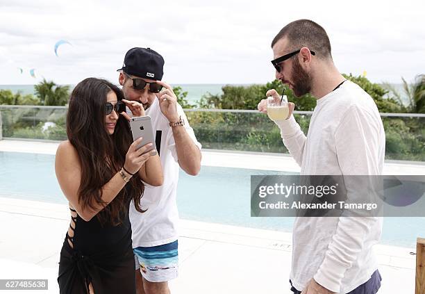 Ronnie Fieg, Shir Yaakov and Teddy Santis are seen at the KITH & Orlebar Brown Exclusive Collaboration Celebration on December 3, 2016 in Miami...