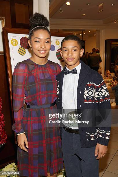 Actor Yara Shahidi and Sayeed Shahidi attend Brooks Brothers holiday celebration with St. Jude Children's Research Hospital on December 3, 2016 in...