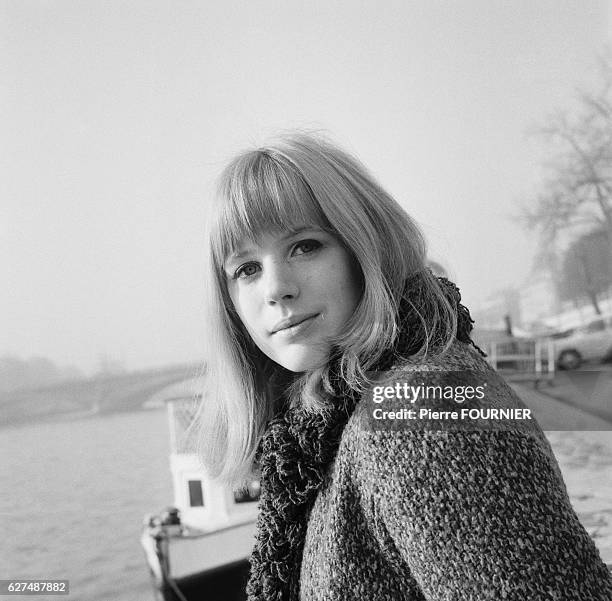 Marianne Faithfull on the banks of the Seine river in Paris.