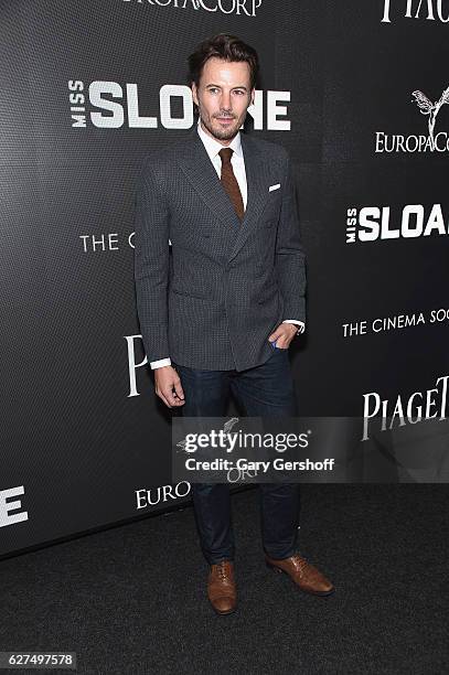Model Alex Lundqvist attends The Cinema Society with Piaget host a screening of EuropaCorp's "Miss Sloane"at SAG-AFTRA Foundation Robin Williams...
