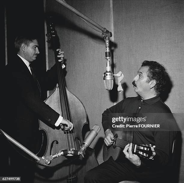 Postwar French singer-songwriter Georges Brassens is famed for his songs Le Gorille and Les Copains 'D'Abord. Brassens in the recording studio, 1960.