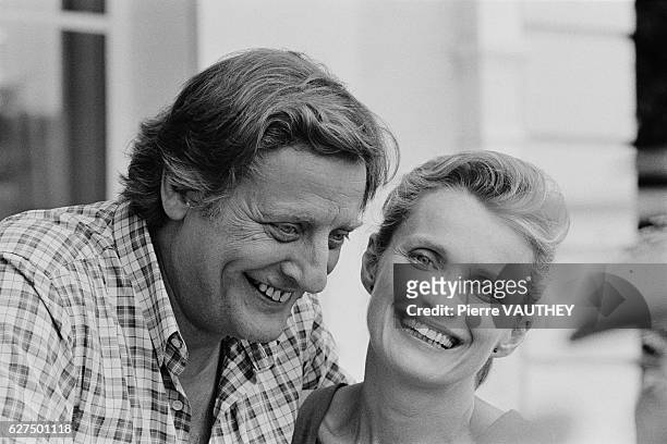 French actors Bruno Cremer and Marie-Christine Barrault on the set of Adieu je t'aime written and directed by Claude Bernard-Aubert.