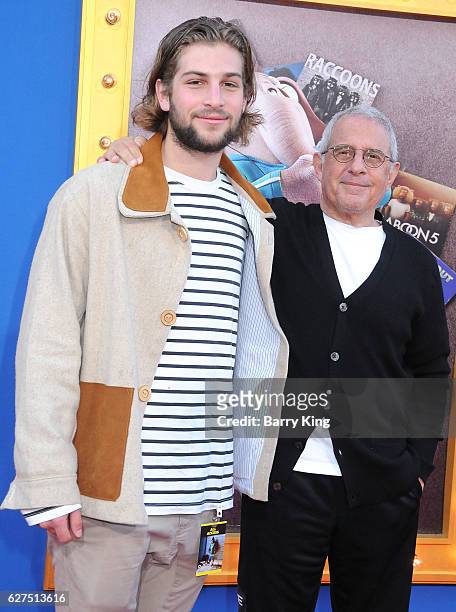 Vice Chairman of NBCUniversal Ron Meyer and his son Eli Meyer attend the premiere of Universal Pictures' 'Sing' at Microsoft Theater on December 3,...