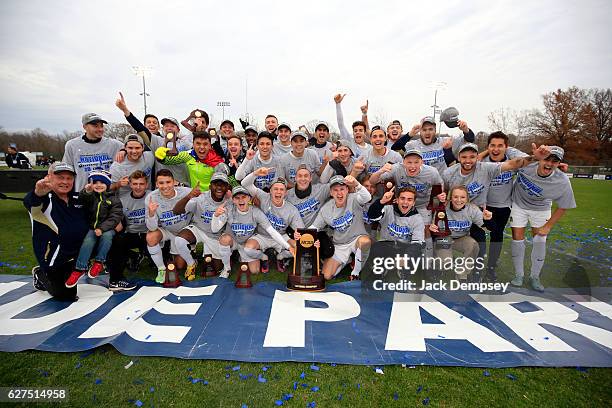 Wingate University celebrates their Division II Men's Soccer Championship win over Charleston held at Childrens Mercy Victory Field at Swope Soccer...