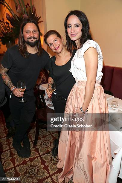 Jeanette Biedermann and her husband Joerg Weisselberg, Stephanie Stumph during the Ein Herz Fuer Kinder after show party at Borchardt Restaurant on...