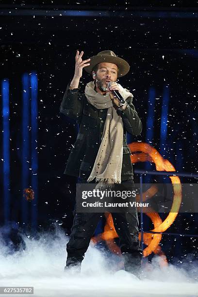 Singer Christophe Mae attends 30th Telethon at Hippodrome de Longchamp on December 3, 2016 in Paris, France.