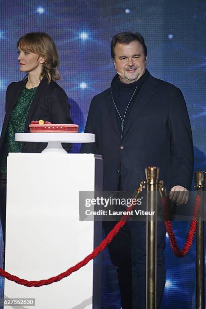Presenter Maya Lauque and Pastry chef Pierre Herme attend 30th Telethon at Hippodrome de Longchamp on December 3, 2016 in Paris, France.