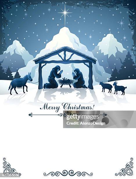 stockillustraties, clipart, cartoons en iconen met holy night - baby goats