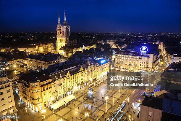 zagreb at night - zagreb street stock pictures, royalty-free photos & images