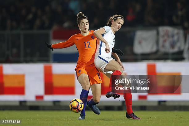 Tessel Middag of Holland, Jill Scott of Englandduring the friendly match between the women of Netherlands and England on November 29, 2016 at the...