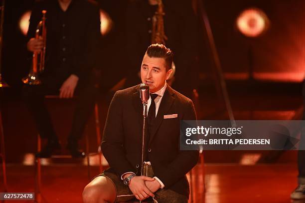 Austrian singer Andreas Gabalier performs during the Ein Herz Für Kinder Gala 2016 on December 3, 2016 in Berlin, Germany. This gala is a major...