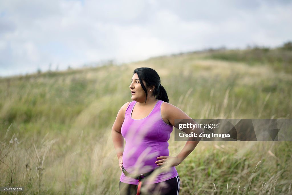 Female jogger resting