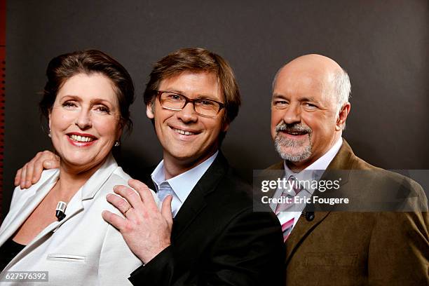 Presenters Laurent Romejko Arielle Boulin-Prat et bertrand renard Photographed in PARIS