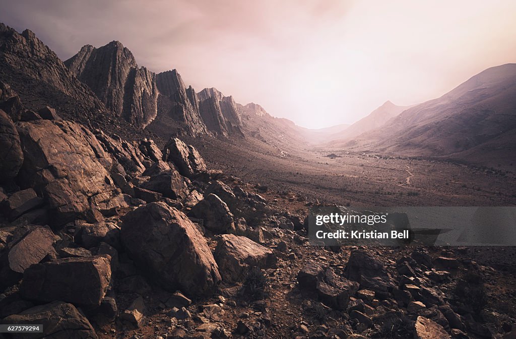 Parched, rcky desert landscape in southern Morocco
