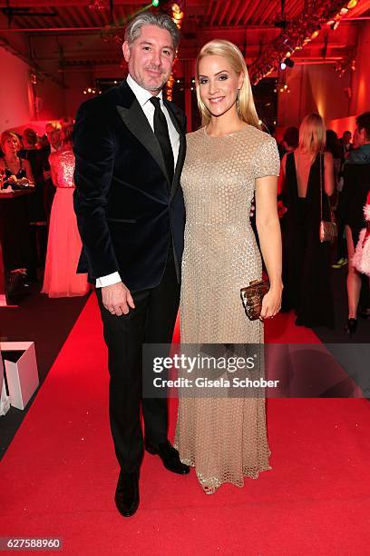 Andreas Pfaff and Judith Rakers are seen during the Ein Herz Fuer Kinder reception at Adlershof Studio on December 3, 2016 in Berlin, Germany.