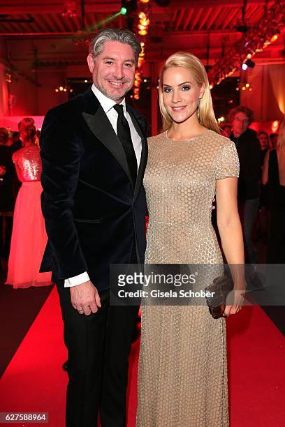 Andreas Pfaff and Judith Rakers are seen during the Ein Herz Fuer Kinder reception at Adlershof Studio on December 3, 2016 in Berlin, Germany.