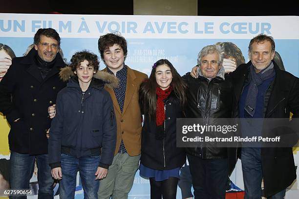 Pascal Elbe, Jean-Stan Du Pac, Antoine Khorsand, Alix Vaillot, Michel Boujenah and Charles Berling attend the "Le Coeur En Braille" Paris Premiere at...