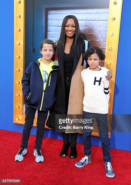 Actress Garcelle Beauvais and her sons Jaid Thomas Nilon and Jax Joseph Nilon attend the premiere of Universal Pictures' 'Sing' at Microsoft Theater...