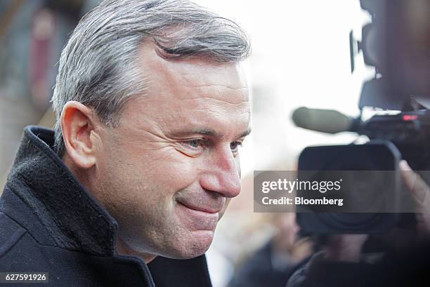 Norbert Hofer, presidential candidate of Austria's Freedom party, arrives at a polling station to cast his vote, in Pinkafeld, Austria, on Sunday,...