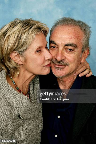 Actress Daniele Gilbert and her husband Patrick Scemama on the TV set.