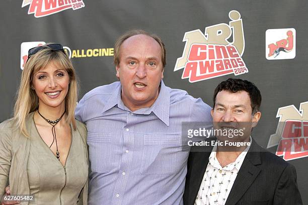 Martin Lamotte with his wife and Bernard Farcy attend the 2004 NRJ Cine Awards.