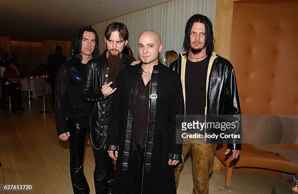 The band Disturbed arrives at the Warner Music Group and Entertainment Weekly post-Grammy party.