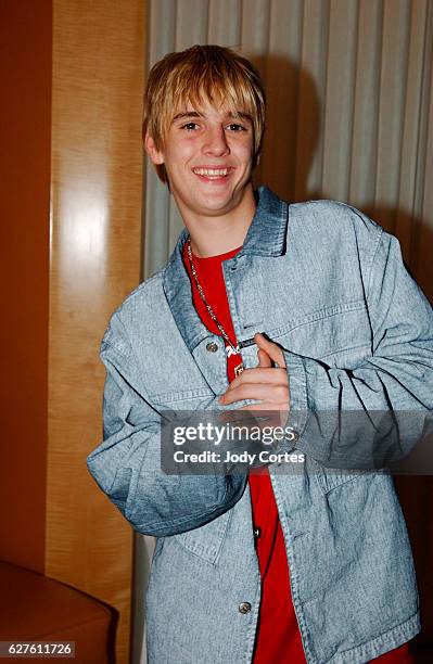 Aaron Carter arrives at the Warner Music Group and Entertainment Weekly post-Grammy party.