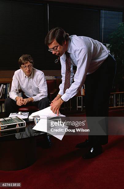 Microsoft Co-founder Bill Gates with President and COO Jon Shirley