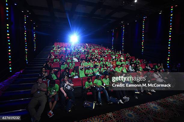 Members of the jury participate in a workshop during the Ajyal Youth Film Festival on December 1, 2016 in Doha, Qatar.