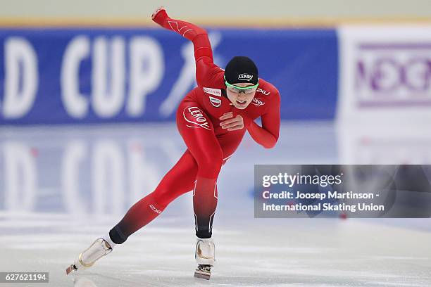 Hege Bokko of Norway competes in the Ladies 500m during day three of ISU World Cup Speed Skating at Alau Ice Palace on December 4, 2016 in Astana,...