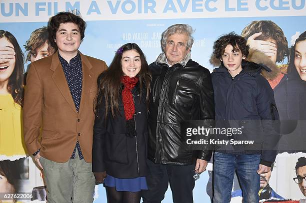Antoine Khorsand, Alix Vaillot, Michel Boujenah and Jean-Stan Du Pac attend the "Le Coeur En Braille" Paris Premiere at Cinema Gaumont Marignan on...