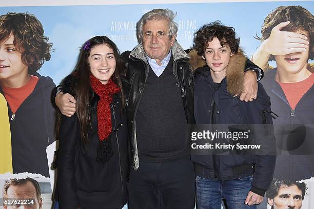 Alix Vaillot, Michel Boujenah and Jean-Stan Du Pac attend the "Le Coeur En Braille" Paris Premiere at Cinema Gaumont Marignan on December 4, 2016 in...
