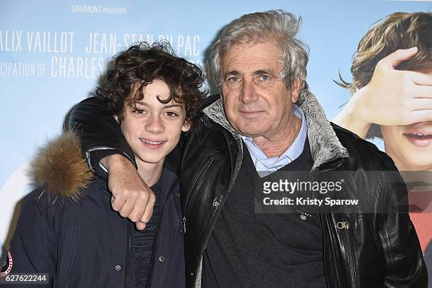 Jean-Stan Du Pac and Michel Boujenah attend the "Le Coeur En Braille" Paris Premiere at Cinema Gaumont Marignan on December 4, 2016 in Paris, France.