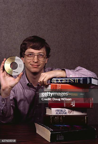 Microsoft Co-founder Bill Gates Holding a CD-ROM