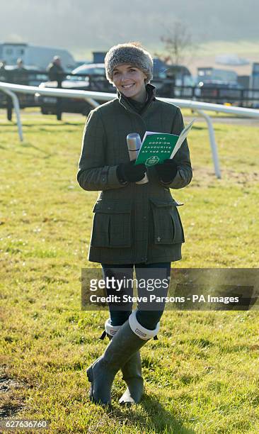 Victoria Pendleton poses for photographers during a point-to-point meeting at Barbury Castle Race course, Wiltshire.
