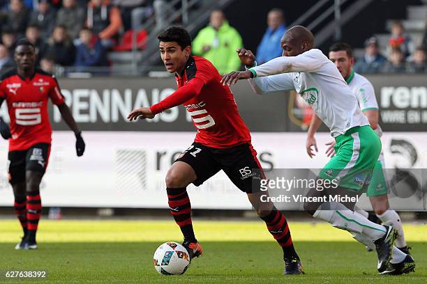 Benjamin Andre of Rennes during the Ligue 1 match between Stade Rennais and AS Saint-Etienne at Roazhon Park on December 4, 2016 in Rennes, France.